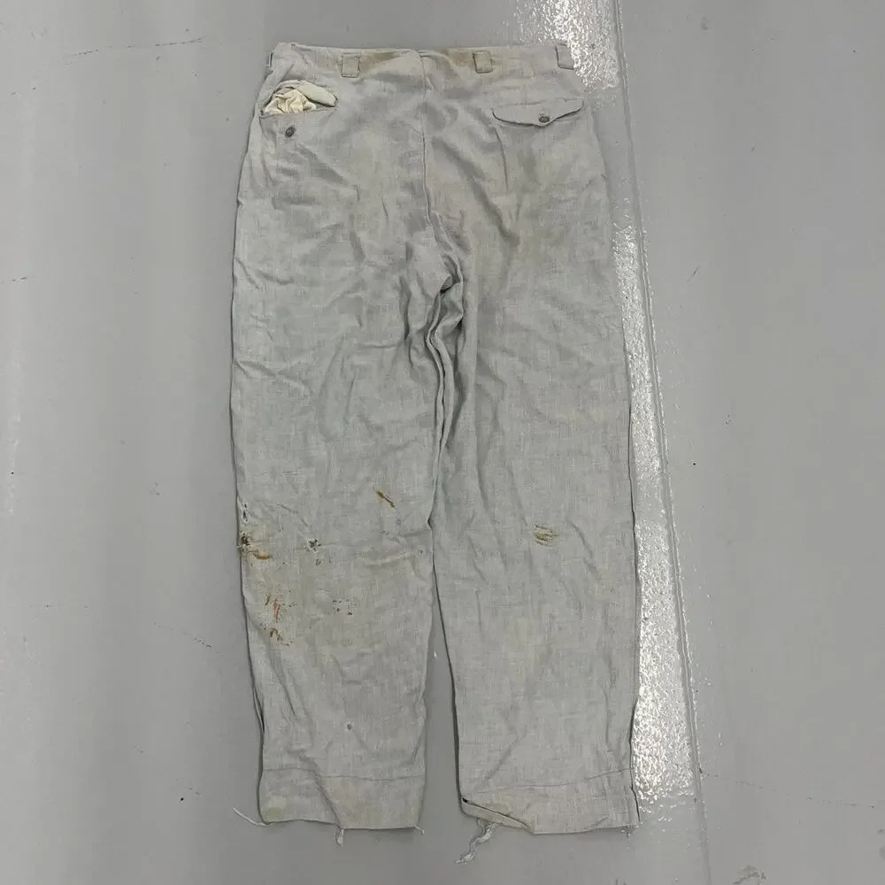 Vintage 50s Blue Rayon Drop Loop Trousers 34x29